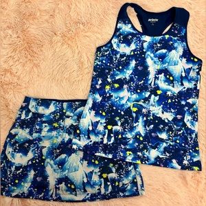 Prince Girls' Fashion Printed Tennis Tank Top and Skort set Youth Size L (14)